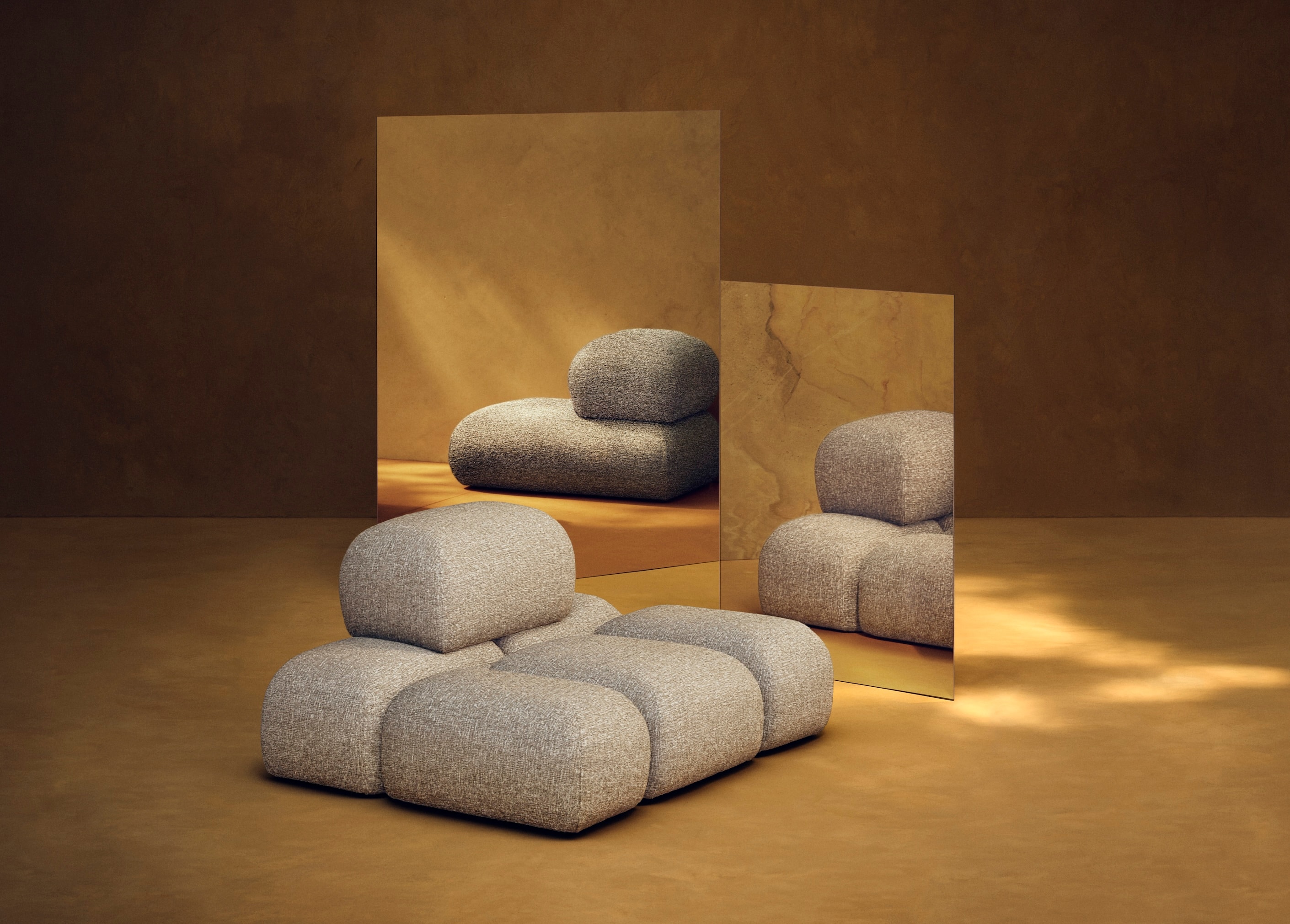 Fauteuil modulaire SOLUNA en textile de la collection H&M HOME x Kelly Wearstler présenté à Milan Design Week 2026