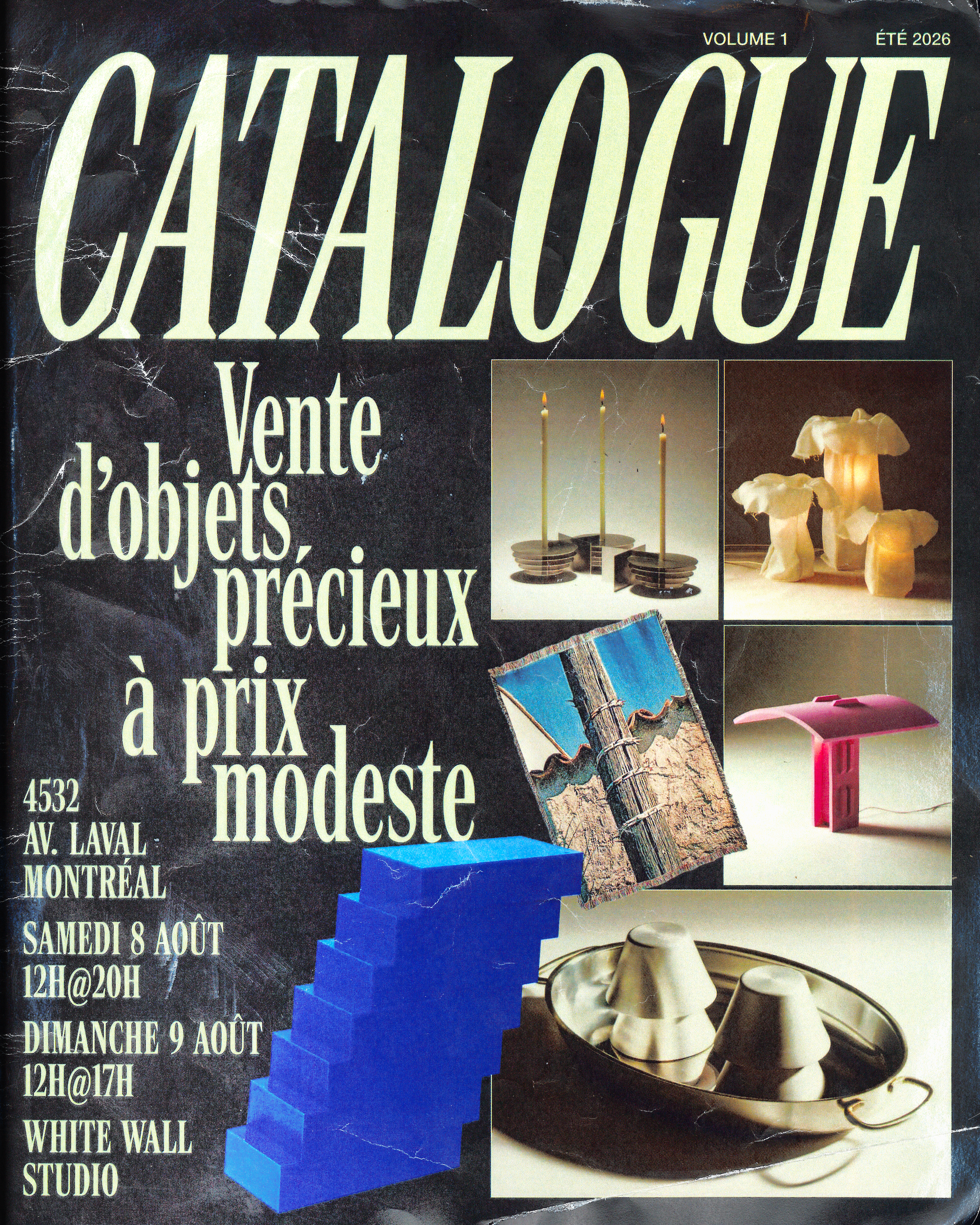 Affiche de la vente éphémère Catalogue présentée chez White Wall Studio en collaboration avec Double Entendre à Montréal.